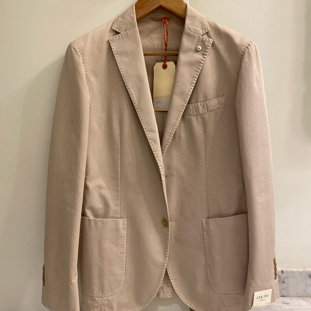 L.B.M. 1911 2837 Unstructured Italian Blazer 50R Taupe/Beige No Tags